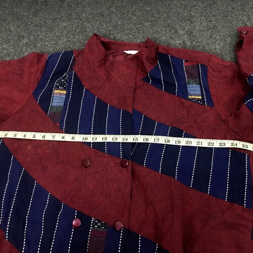 Vintage Kimono Japanese Traditional Noragi deals Haori Hanten Jinbei Cardigan Happi Jacket Striped Color Block Art H821 Maroon/Blue