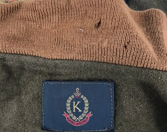 Vintage Karl Helmut Varsity Leather Wool Jacket Snap Button Many