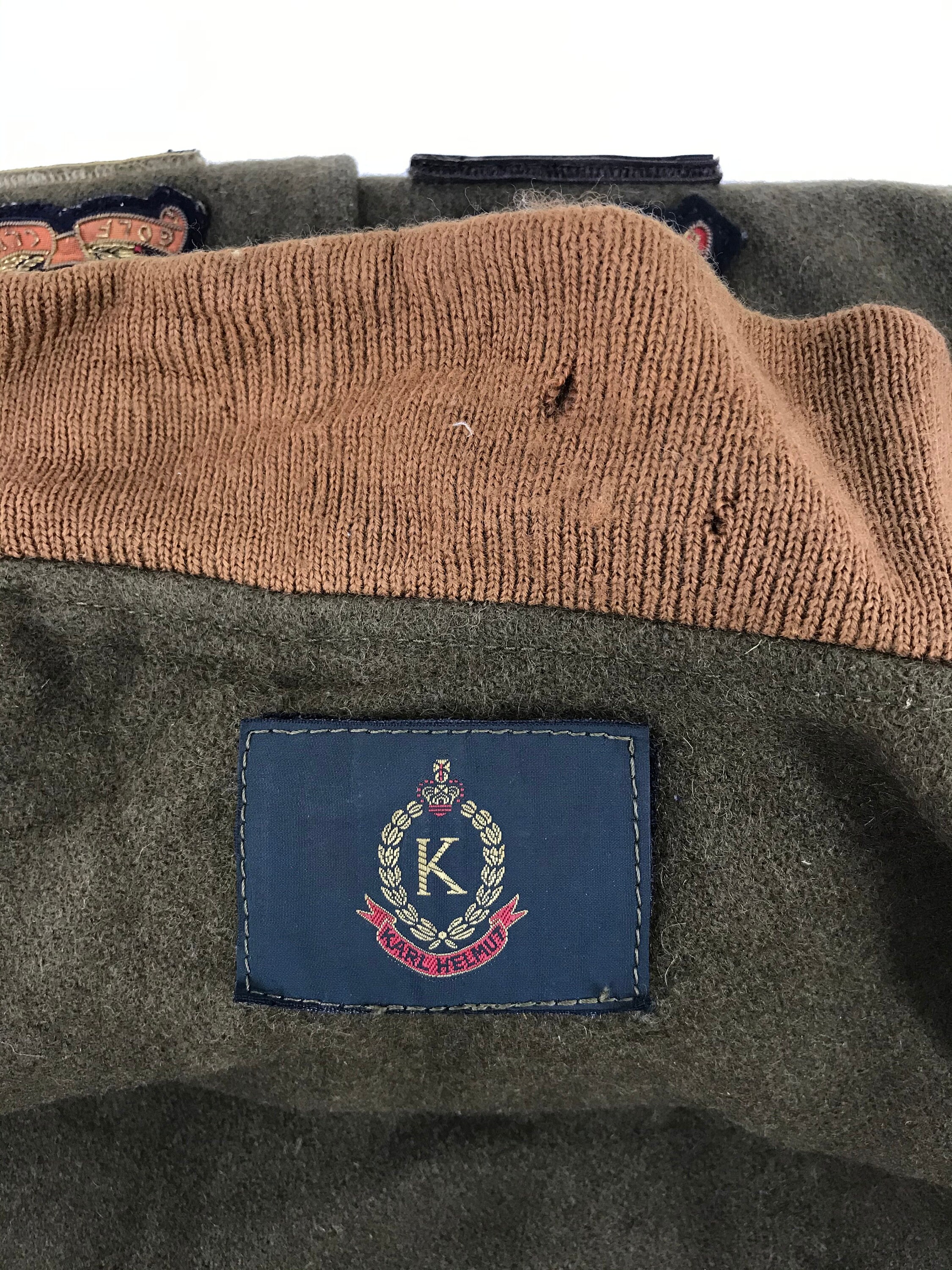 Vintage Karl Helmut Varsity Leather Wool Jacket Snap Button Many