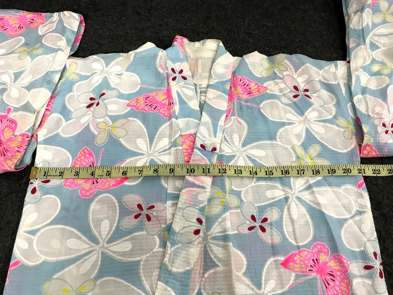 Vintage Kimono Japanese Traditional Noragi Haori Hanten Jinbei Cardigan Happi Jacket Floral Art H794 WhiteLight Blue