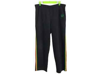 Vintage Marijuana Jogger Pant Streetwear Embroidery Logo Design Inspired Designer Fashion Brand Unisex Wear Fits Size 34 L760