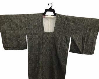 Vintage Kimono Japanische Traditionelle Noragi Haori Hanten Jinbei Strickjacke Happi Jacke Abstrakte Karierte Kunst H534