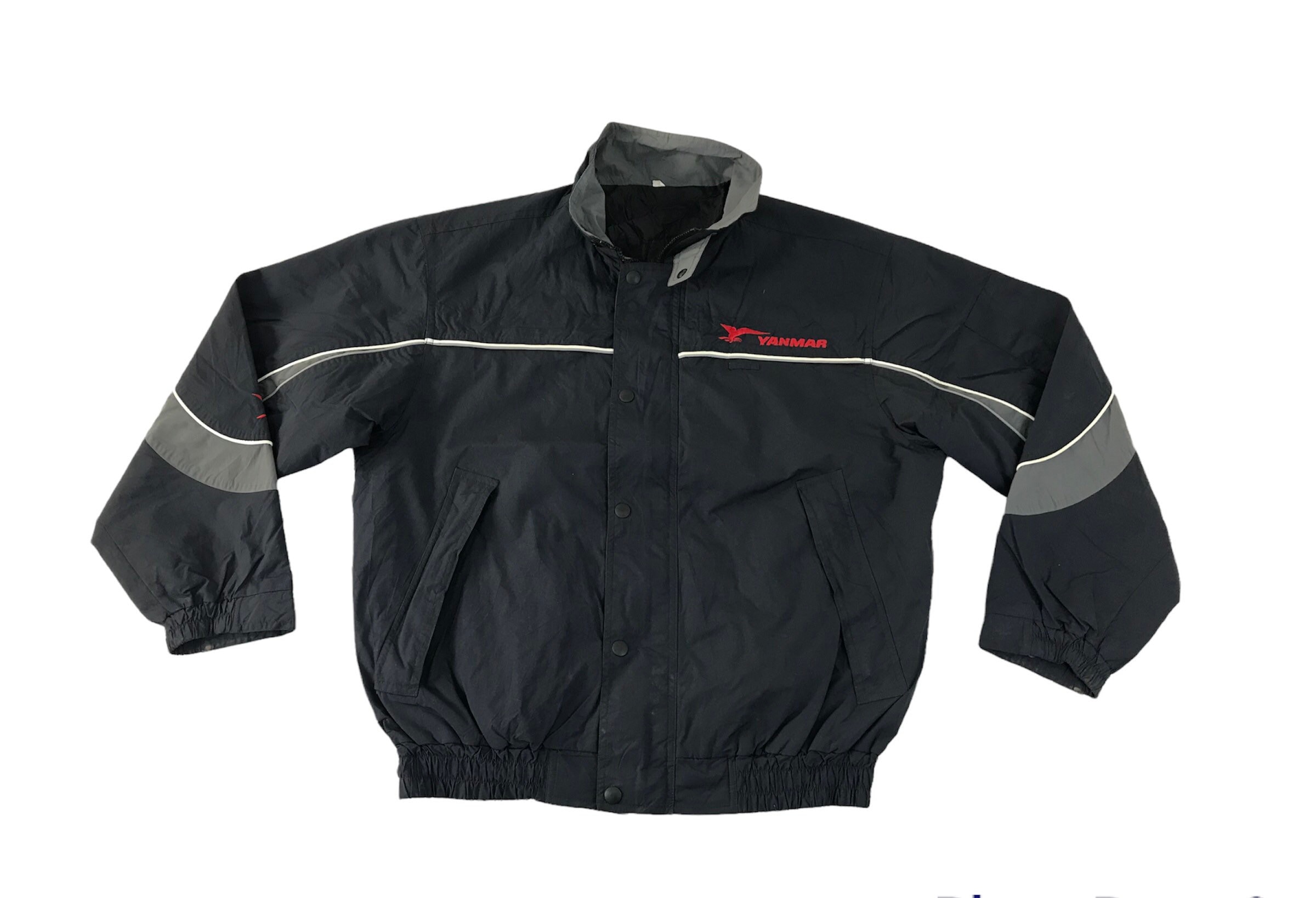 Vintage Yanmar Japanese Brand Simple Quilted Jacket Zipper Snap