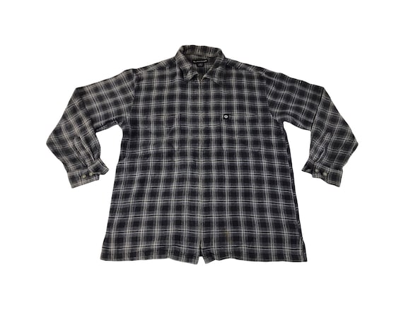 Vintage Airwalk Flannel Shirt Zipper Plaid Checked Double Vintage Airwalk Flannel Shirt Zipper Plaid Checked Double