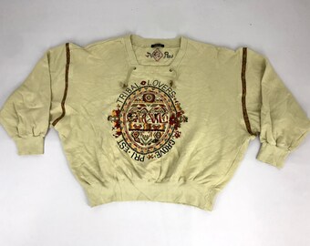 Vintage Grove Tribal Lover Priest Sweatshirt Pull Over Embroidery Logo Spell Out Style Inspired Designer Fashion Streetwear