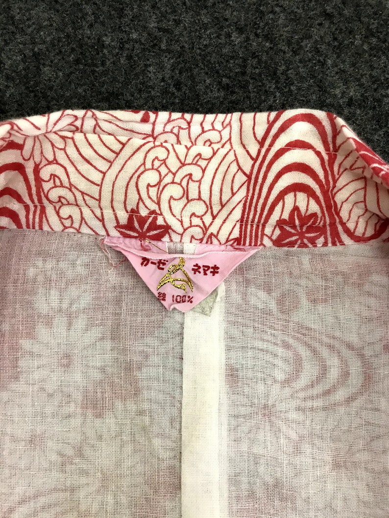 Vintage Kimono Japanese Traditional Noragi Haori Hanten Jinbei Cardigan Happi Jacket All Type Floral Art H795 WhiteRed