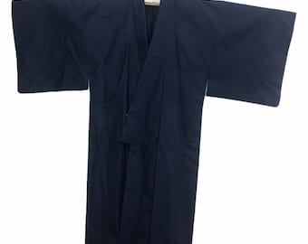 Vintage Kimono Japanese Traditional Noragi Haori Hanten Jinbei Cardigan Happi Jacket Plain Art H913 Blue
