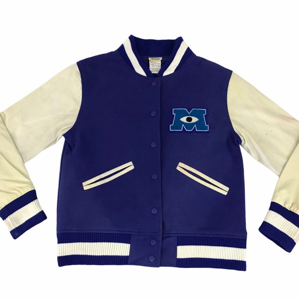 Vintage Disney Monster University Student Style Stickerei Logo Varsity Jacke Druckknopf Stil inspiriert Designer XS Streetwear M047