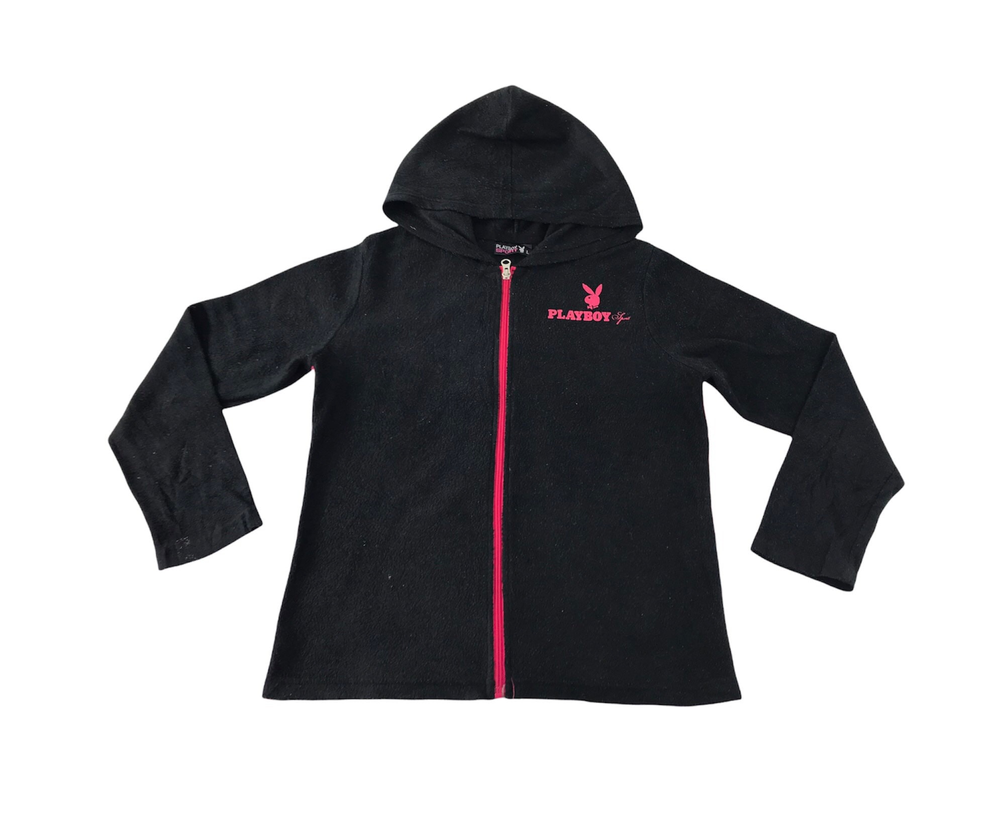 Black playboy zip up hoodie hotsell