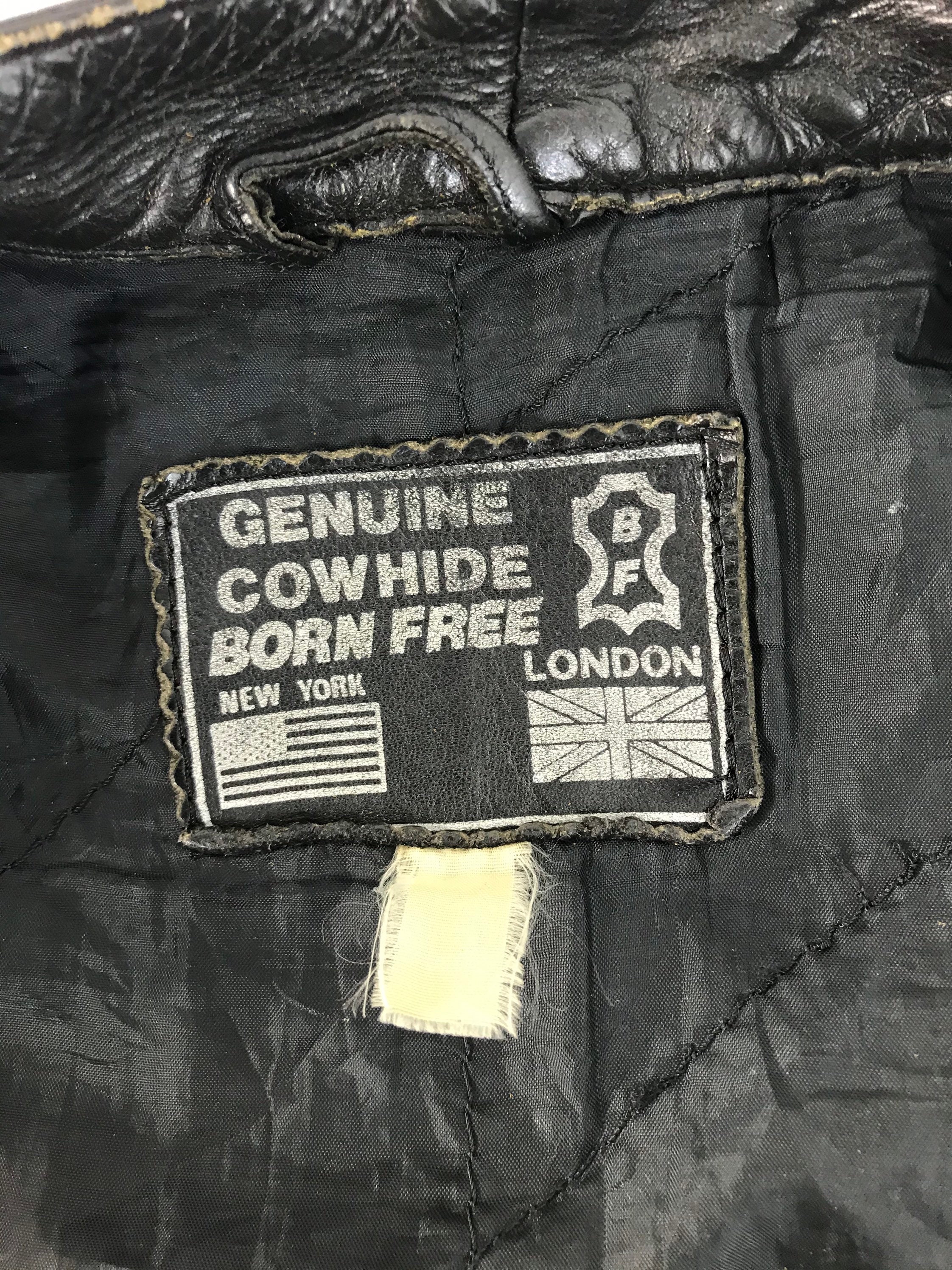 Vintage Born Free New York London Suede Cow Hide Leather Bikers