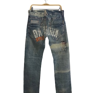Vintage Japanese Brand Piko Aloha Distressed Denim Jeans Indigo Straight Cut Size Waist 32 Inspired Designer Streetwear R392
