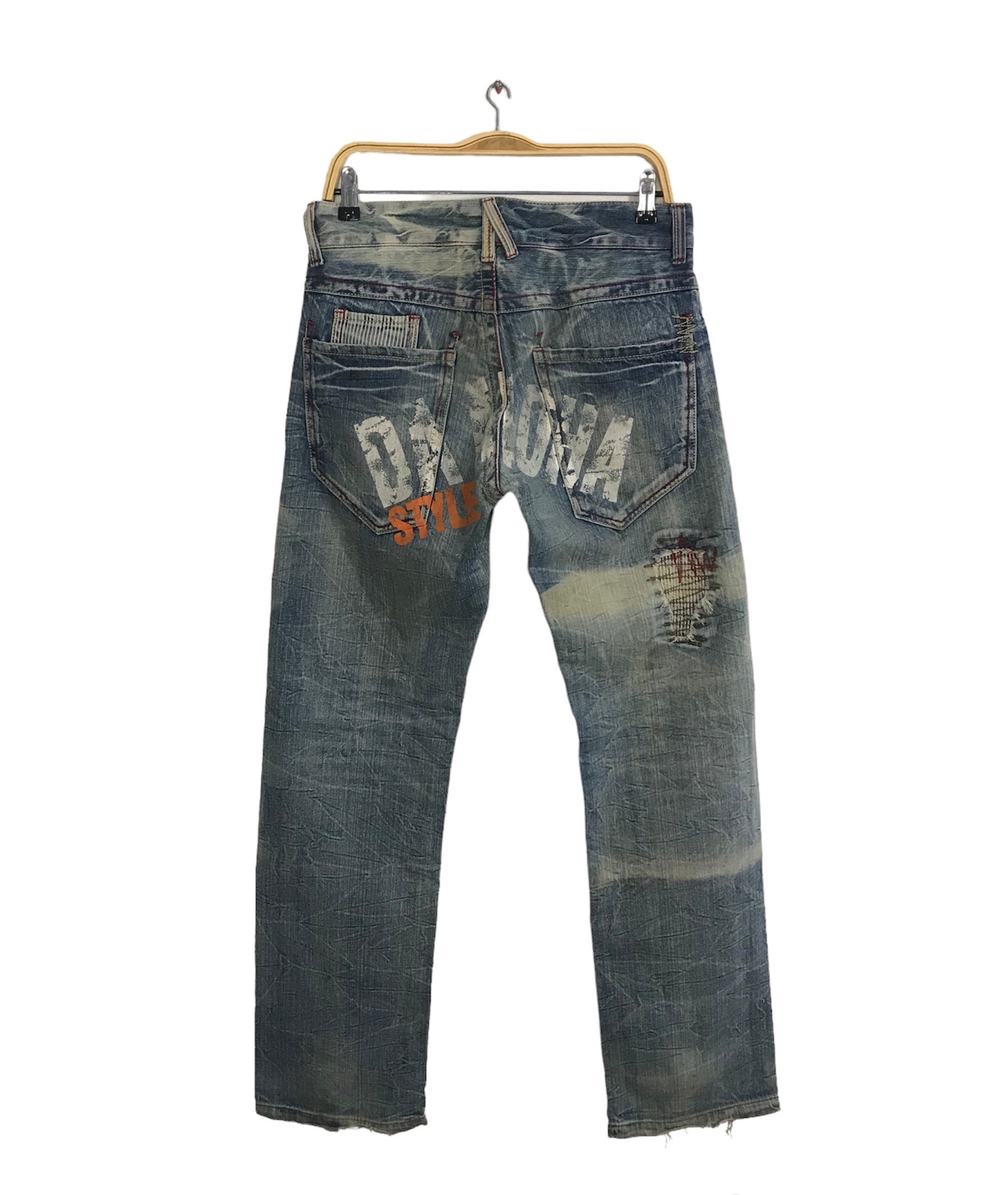 Vintage Japanese Brand Piko Aloha Distressed Denim Jeans Indigo