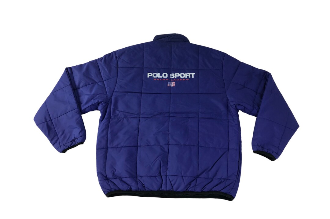 90s POLO SPORT Logo Nylon Jacket 灰紺 L ポロスポーツ