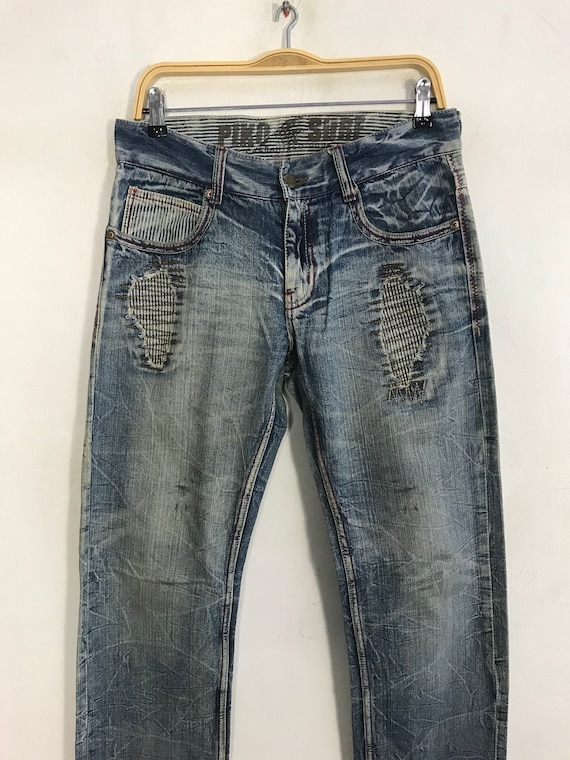 Vintage Japanese Brand Piko Aloha Distressed Denim Jeans Indigo