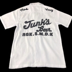 Vintage Junk Star-kleding stiksels Logo Spell Out shirt button-up ontwerp enkele zak geïnspireerde designer streetwear pasvorm maat S M K2063