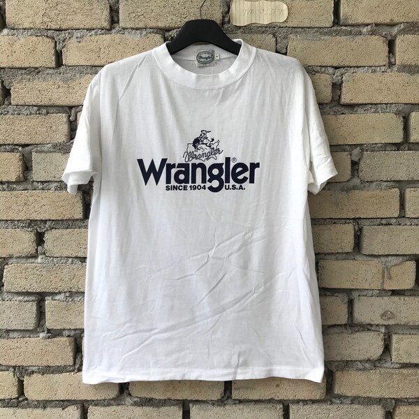 Vintage Wrangler USA Spell Out Nice Design Printed Modern Classic Fashion Inspired Designer Streetwar White Sam 15