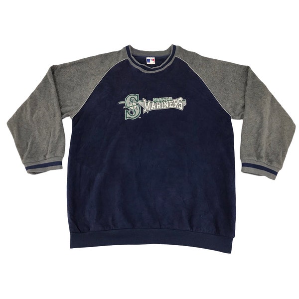 Vintage 90s MLB Seattle Mariners Sweatshirt Pull Over Embroidery Logo Spell Out Inspired Designer Streetwear Fits Size XL M351