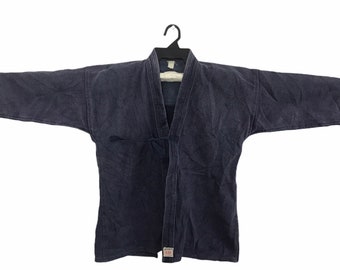 Vintage Shashiko Kimono Japanese Traditional Noragi Haori Hanten Jinbei Cardigan Happi Jacket Indigo Denim Inspired Art H475