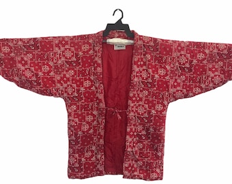 Vintage gepolsterte Kimono japanische traditionelle Noragi Haori Hanten Jinbei Strickjacke Happi Jacke Paisley All Over Art H459