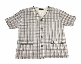 Vintage Pajama Kansai Yamamoto Homme Button Style Double Pockets Japanese Brand Streetwear Plaid Checked L376