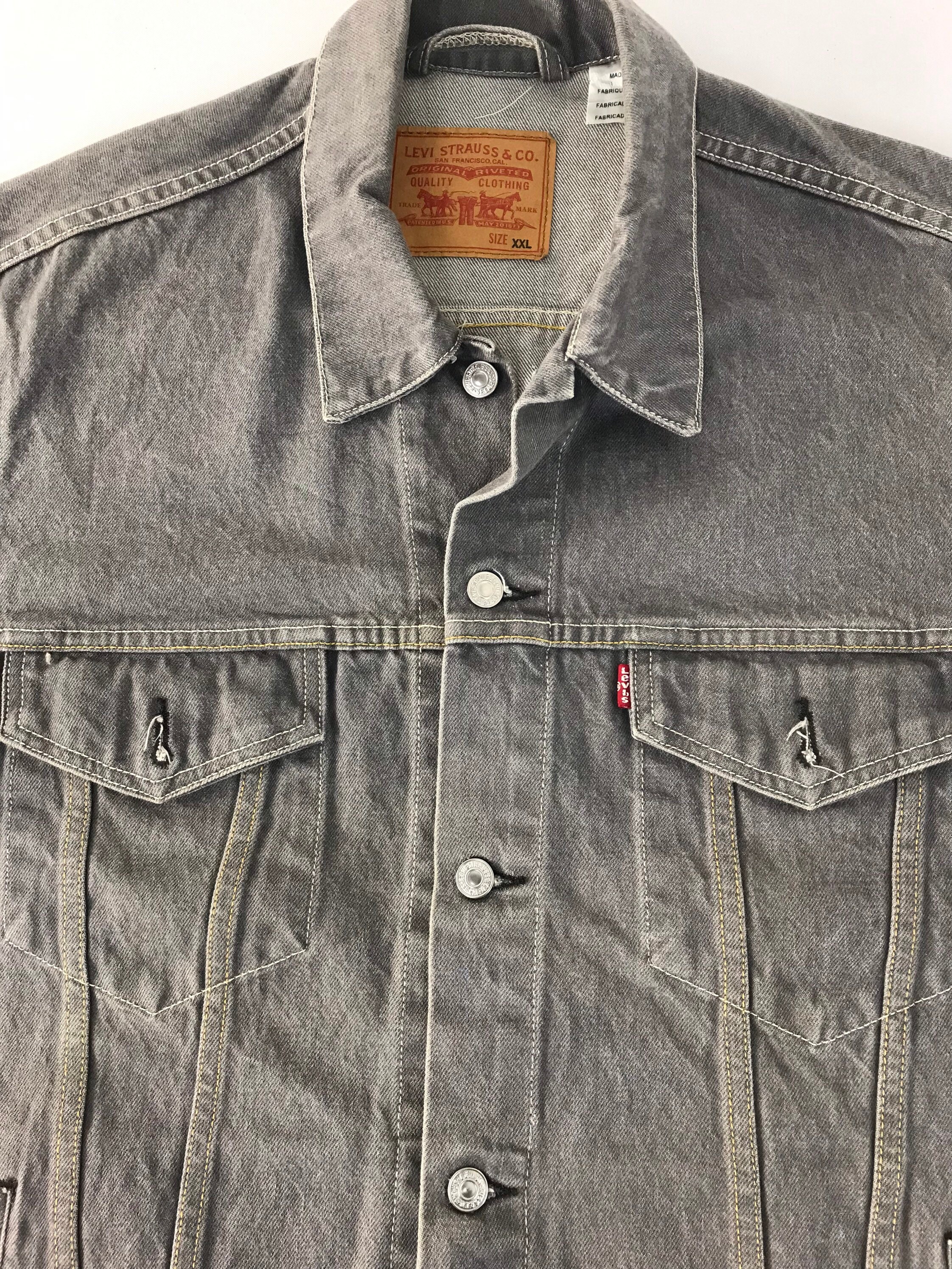 Vintage Levi's Strauss Grey Denim Jacket Jean Trucker Western Many