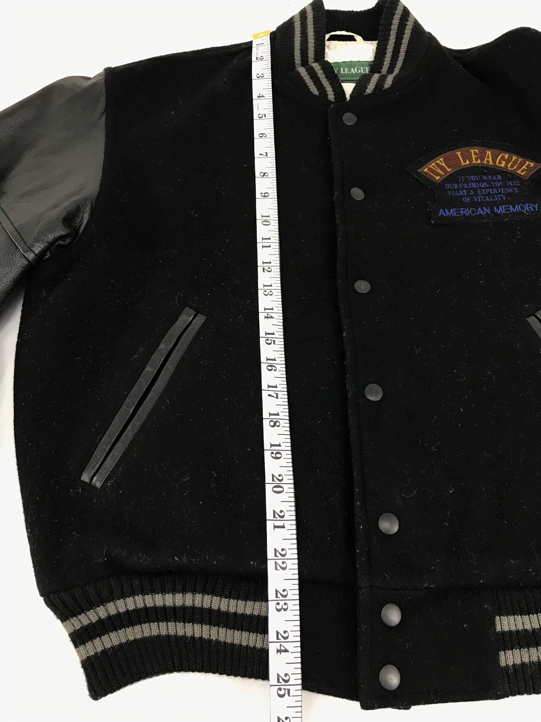 Vintage Ivy League American Memory IVL Varsity Leather Jacket Snap 