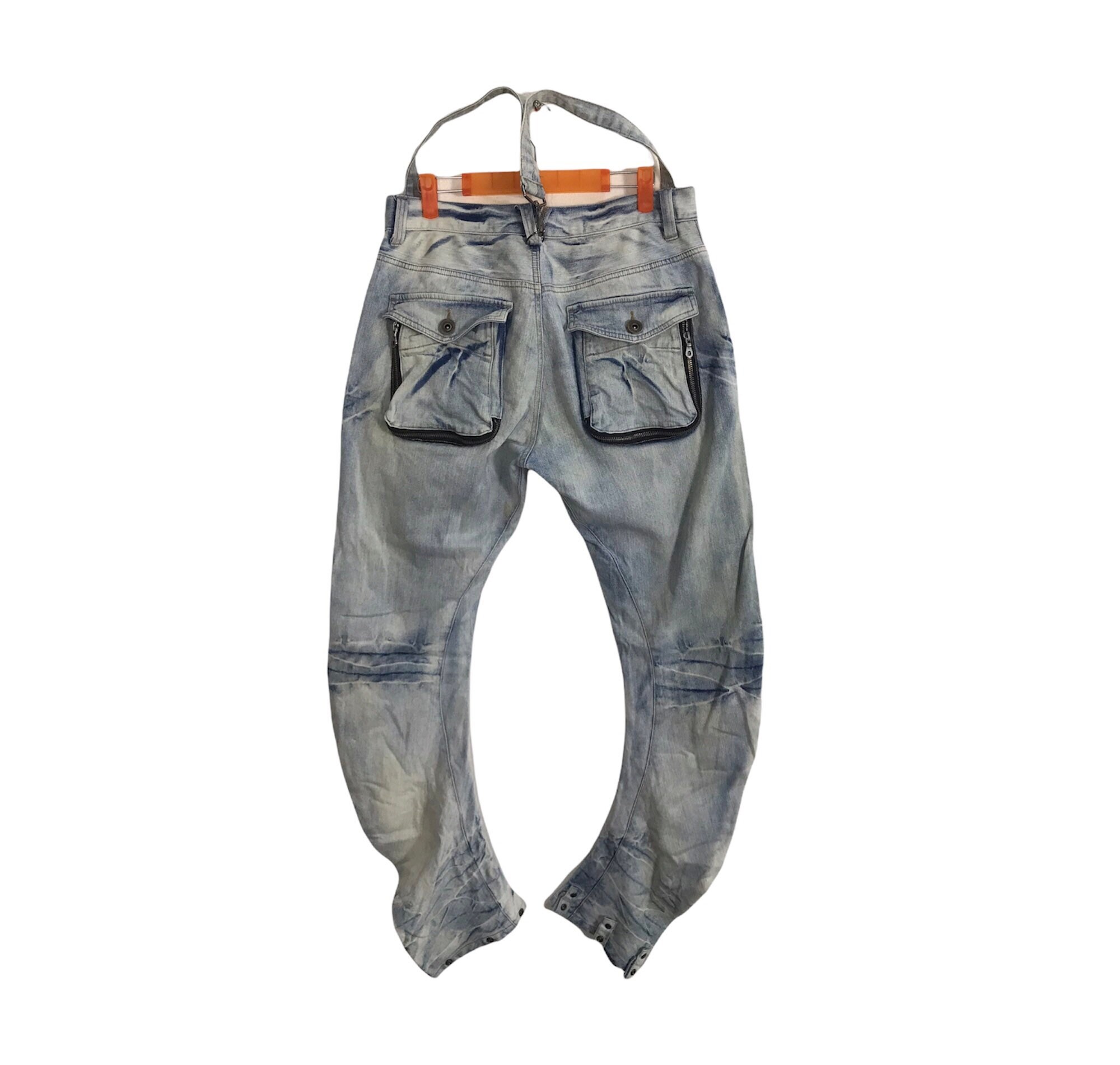 Vintage PPFM Distressed Denim Jeans Indigo Banana Cut Tactical