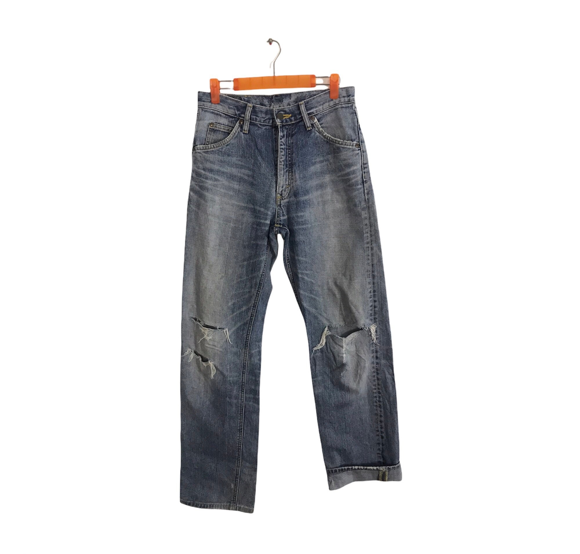 Vintage Lee Riders Distressed Denim Jeans Indigo Straight Cut Size Waist 29 Inspired Designer Unisex Wear Streetwear K741