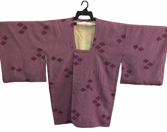 Vintage Kimono japanische traditionelle Noragi Haori Hanten Jinbei Strickjacke Happi Jacke Shibori Motive Art H872 Soft Purple