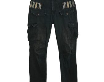 Vintage Denim Lab Double Waist Cargo Pant Japanese Brand Black Jeans Size S Waist 29 30 Unisex Wear Streetwear K2279j