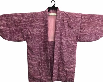 Vintage Uppawari Kimono japanische traditionelle Noragi Haori Hanten Jinbei Strickjacke Happi Jacke Landschaft Stadtbilder Kunst H417