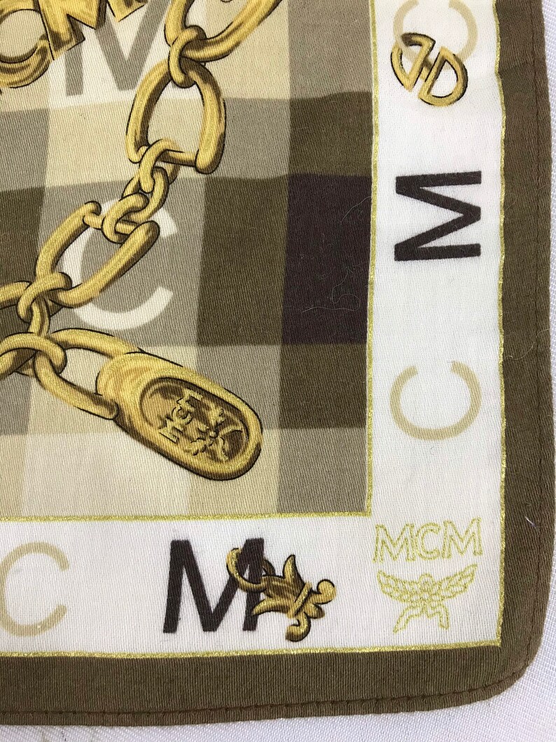Vintage MCM Full Printed Monogram Handkerchief Bandana Pocket Square ...