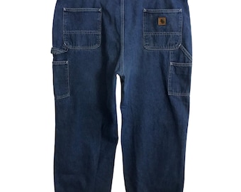 Vintage Carhartt Carpenter Workwear Indigo Denim Jeans Zipper