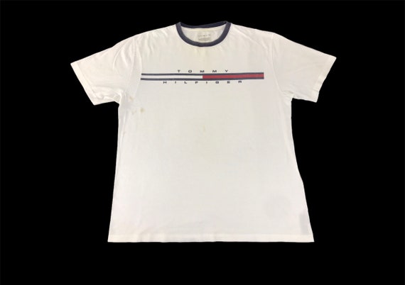 Vintage Tommy Hilfiger Striped Design T-shirt Pri… - image 1