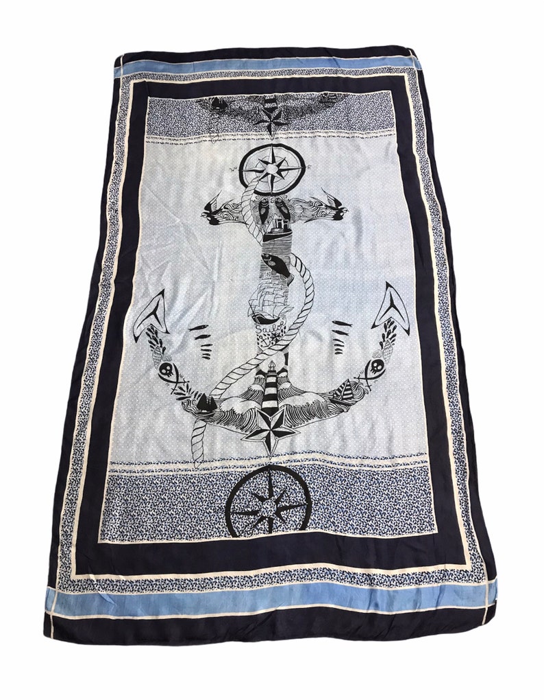 Vintage Silk Scarf Sailor Big Printed Nice Printed Scarf Classic Tools Motif Luxury Fashion Inspired Designer Brand Accessories L572