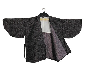 Vintage Kimono japanische traditionelle Noragi Haori Hanten Jinbei Strickjacke Happi Jacke Abstraktes Design Kunst R280