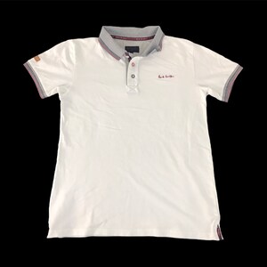 Vintage Paul Smith London borduurwerk logo ontwerp poloshirt tshirt stijl streetwear geïnspireerde ontwerper maat M-L996