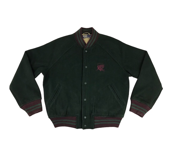 Vintage 90s Polo by Ralph Lauren Varsity Jacket Wool Quilted Inner
