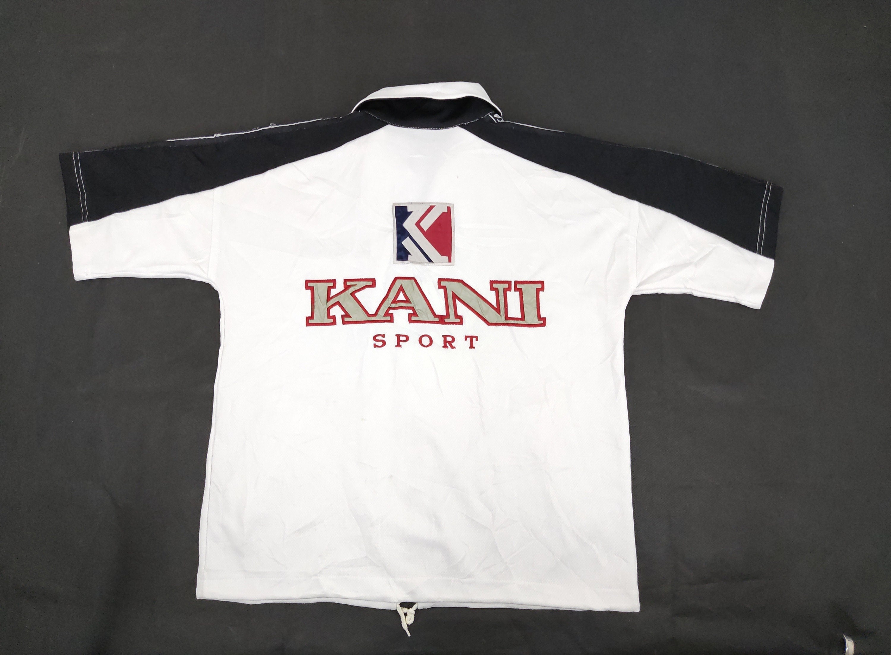 Vintage Karl Kani Jeans Sport Big Logo Jersey Jacket Rap Hip Hop Zipper Polo Tee T-shirt Style Streetwear Designer J151aj