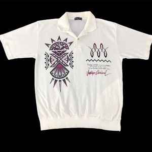 Vintage Jack Brown Embroidery Small Logo Aztec Art Design Polo Tee T-shirt Style Streetwear Inspired Designer Size M L955