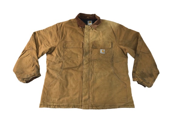 Vintage Carhartt Detroit Distressed Thick Jacket Wear Zipper Big