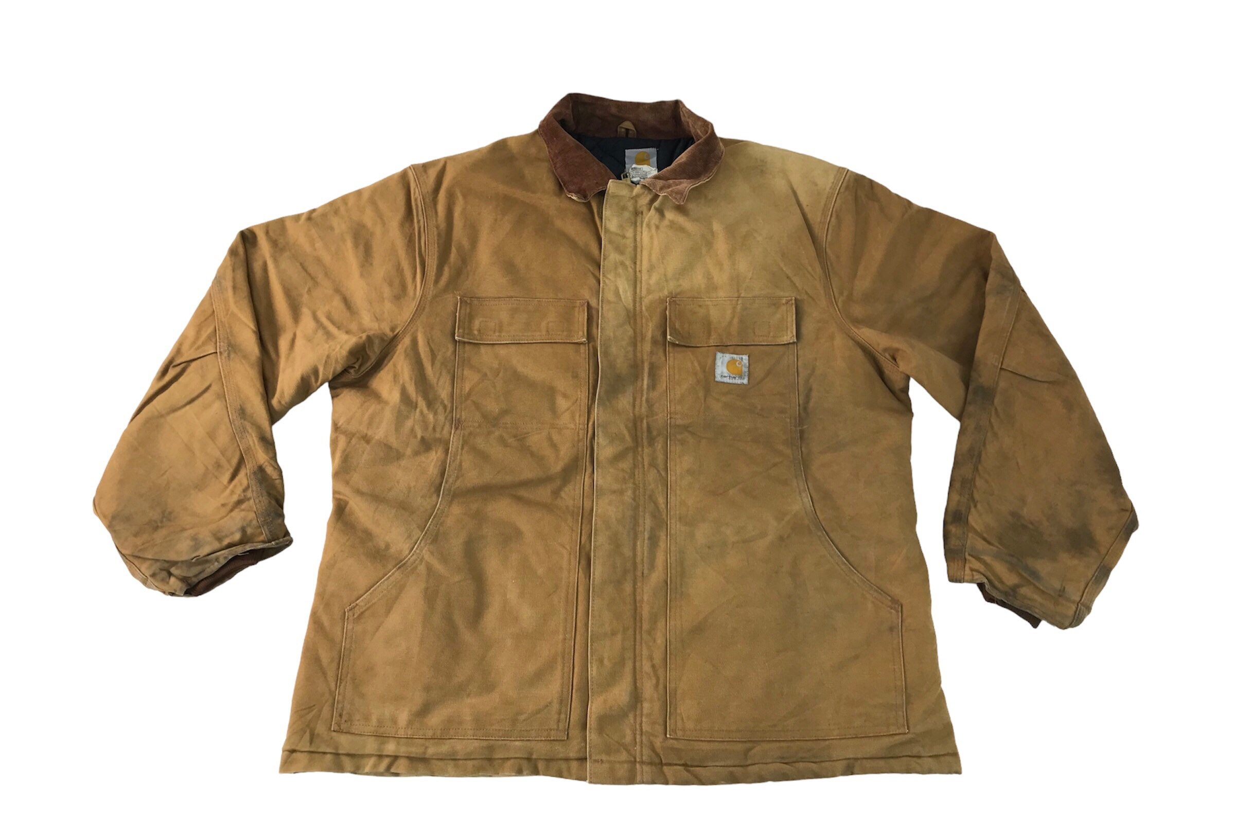 Vintage Carhartt Detroit Distressed Thick Jacket Wear Zipper Big