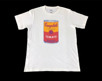 Vintage Style Andy Warhol Campbell Tomato Soup Striped Printed Tee