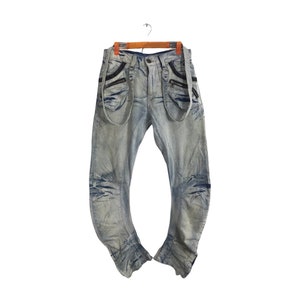 Vintage PPFM Distressed Denim Jeans Indigo Banana Cut Tactical Bondage Size Waist 31 Inspired Designer Unisex Wear Streetwear K742