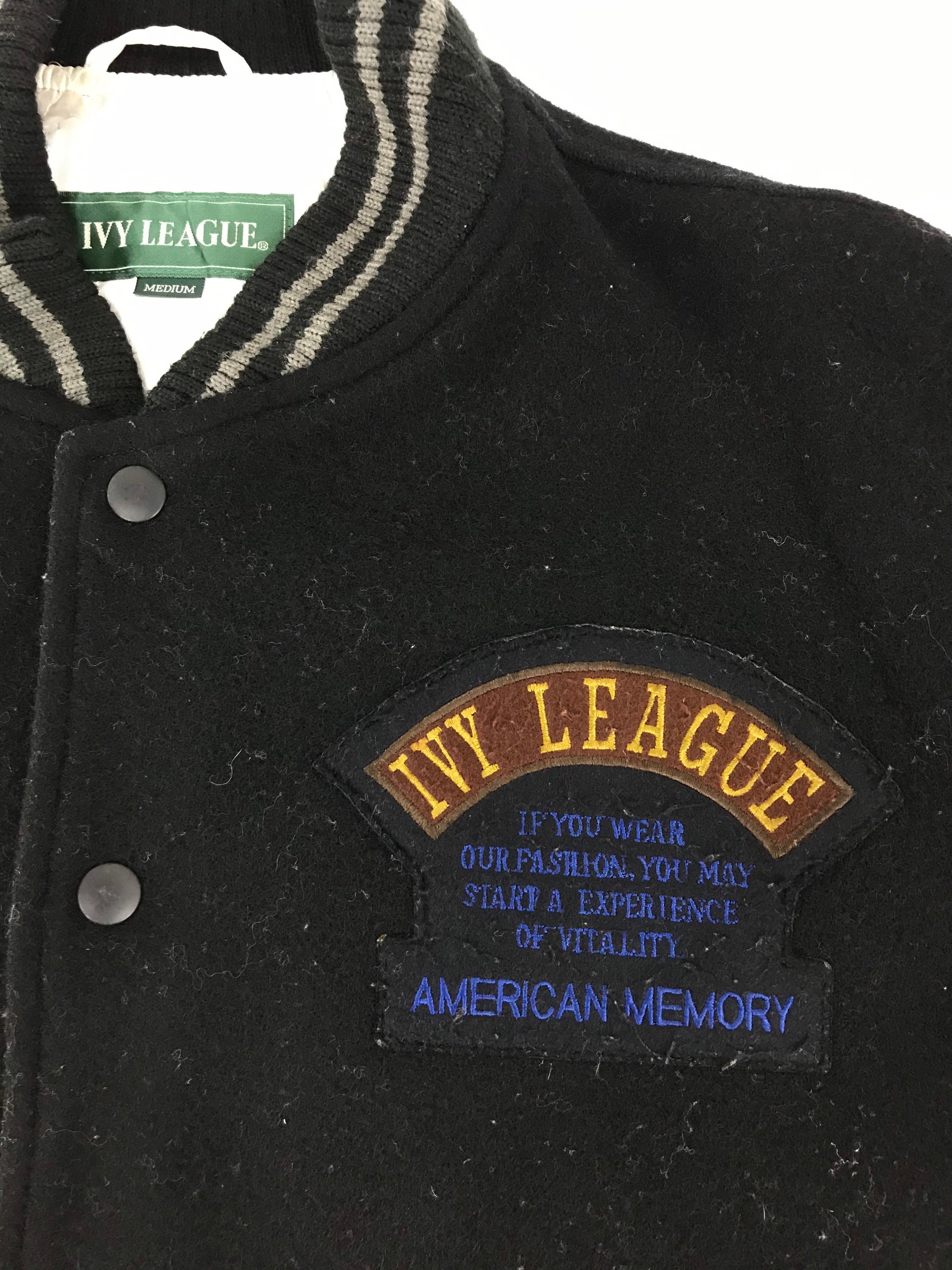 Vintage Ivy League American Memory IVL Varsity Leather Jacket Snap 