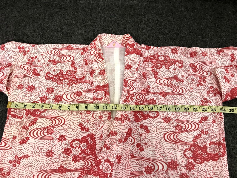 Vintage Kimono Japanese Traditional Noragi Haori Hanten Jinbei Cardigan Happi Jacket All Type Floral Art H795 WhiteRed