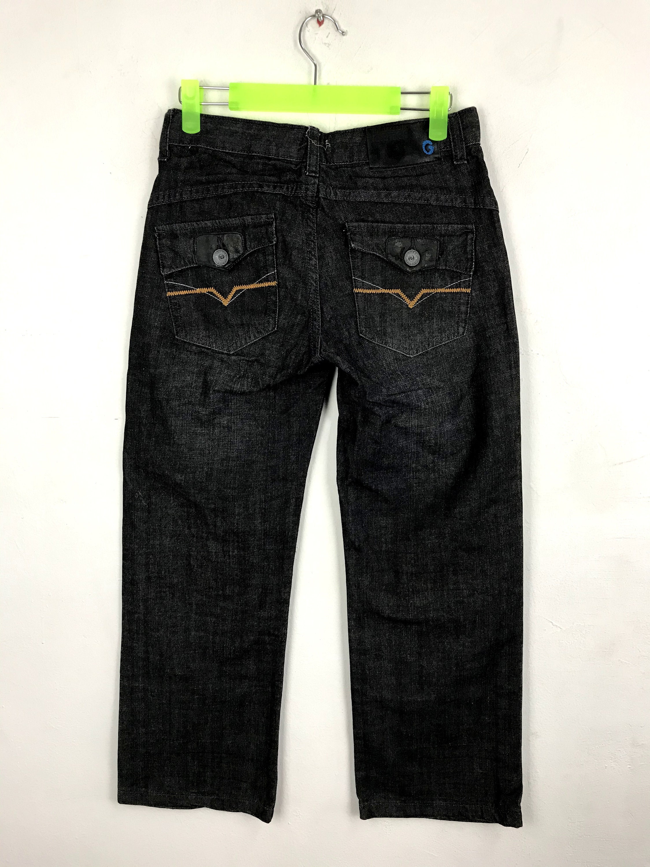 Vintage 90s Guess Premium Distressed Black Denim Jeans Design Size