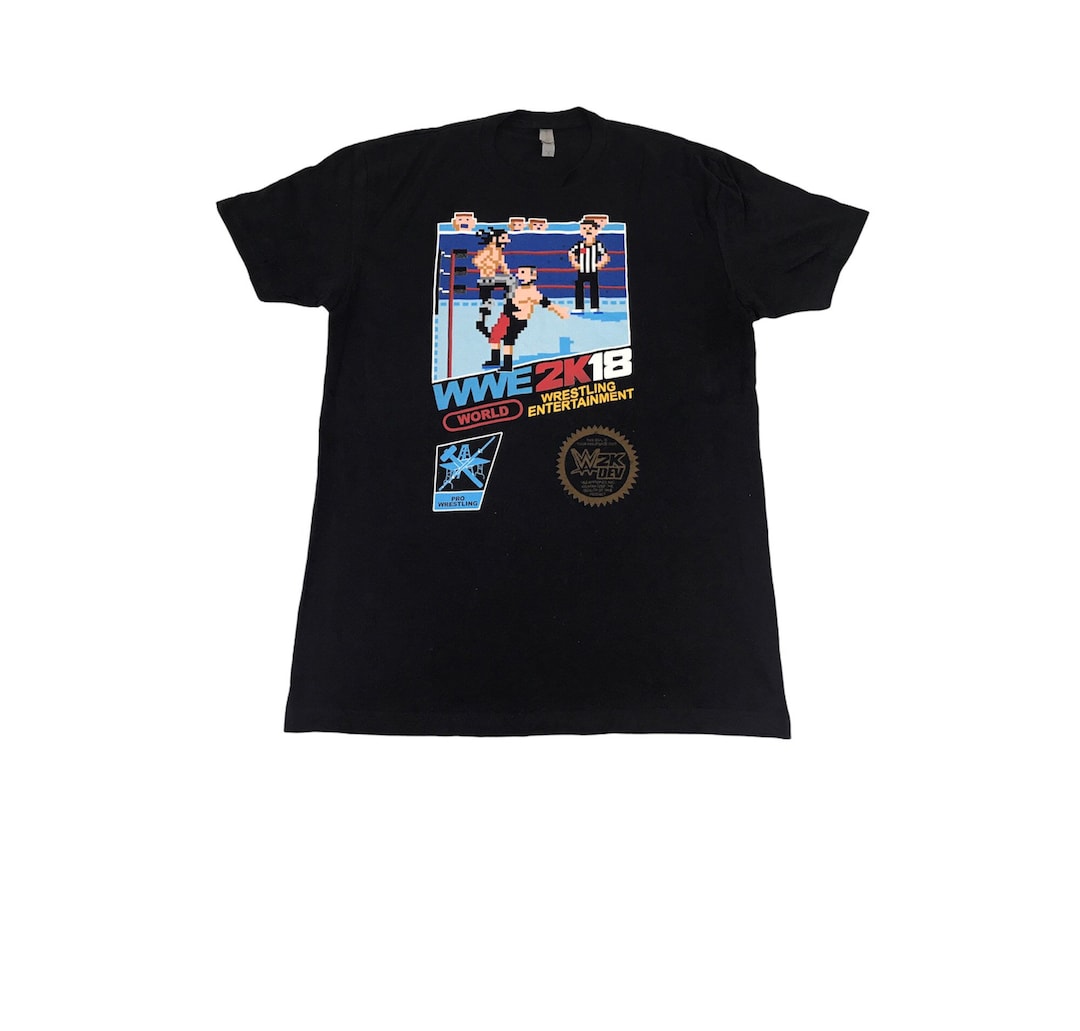 WWE 2K18 World Wrestling W2K Dev Tee T-shirt Big Logo Printed