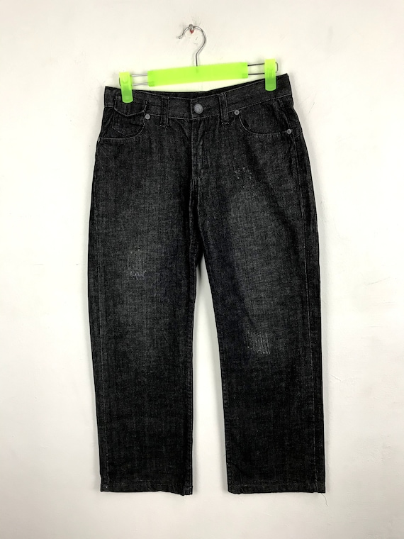 Vintage 90s Guess Premium Distressed Black Denim Jeans Design Size
