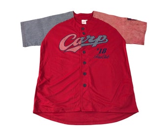 Carps 18 Fun Club Japanese Baseball League Button Up Design Tee Printed Fashion Inspired Designer Unisex Wear Fits M Streetwear K2003j